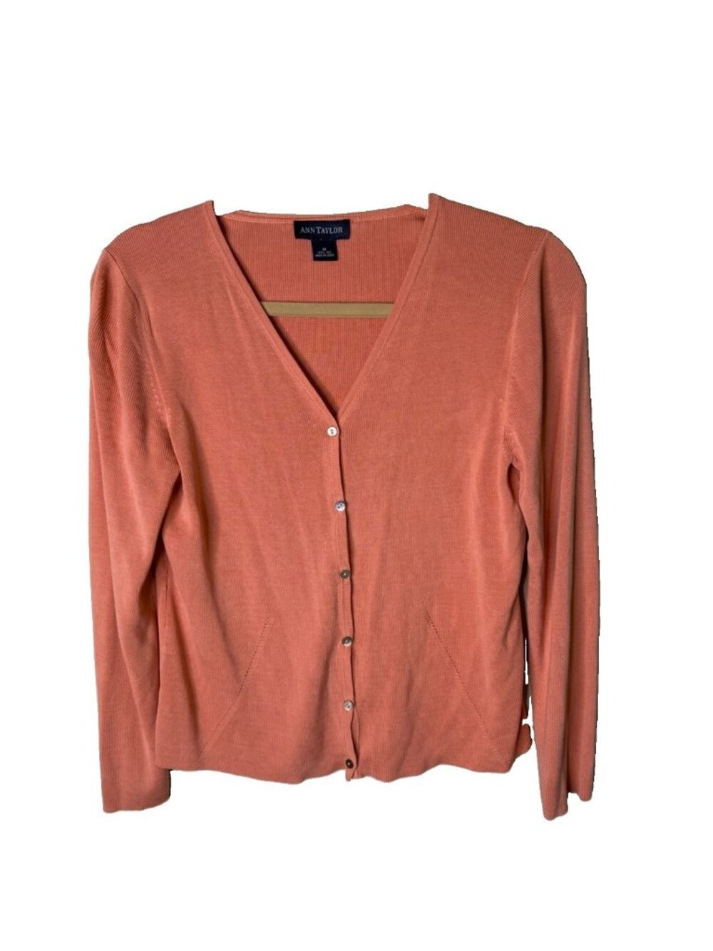 Vintage 90s Silk Knit Cardigan Sweater Orange Luxe Capsule